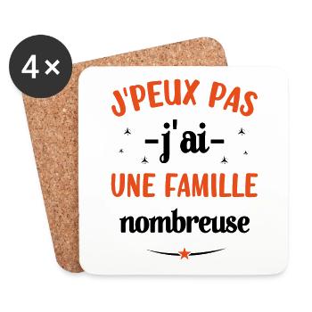 J'peux pas j'ai une famille nombreuse - Dessous de verre (lot de 4) - blanc - Devant