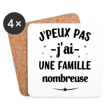 J'peux pas j'ai une famille nombreuse - Dessous de verre (lot de 4) - blanc - Devant