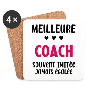 Femme Meilleure Coach Humour entraineuse Cadeau - Dessous de verre (lot de 4) - blanc - Devant