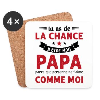 La chance d'être mon Papa Cadeau Humour Futur père - Dessous de verre (lot de 4) - blanc - Devant