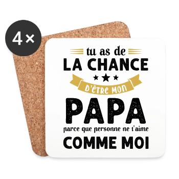 La chance d'être mon Papa Cadeau Humour Futur père - Dessous de verre (lot de 4) - blanc - Devant