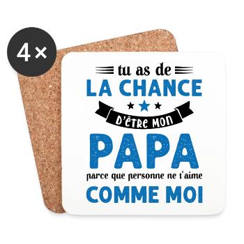 La chance d'être mon Papa Cadeau Humour Futur père - Dessous de verre (lot de 4) - blanc - Devant