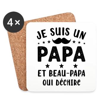 je suis un Papa et un Beau-Papa qui déchire - Dessous de verre (lot de 4) - blanc - Devant