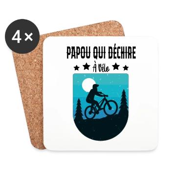 Papou Qui Déchire À Vélo - Dessous de verre (lot de 4) - blanc - Devant