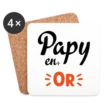 Papy en or humour papy cadeau - Dessous de verre (lot de 4) - blanc - Devant