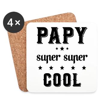 Papy super cool Cadeau drôle de grand-père - Dessous de verre (lot de 4) - blanc - Devant