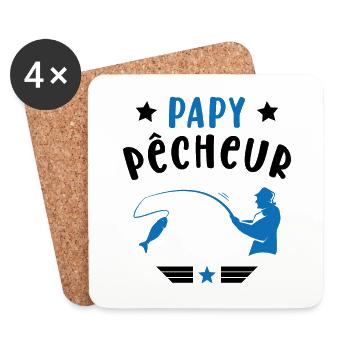 Papy Pêcheur Humour Fête des Grands Pères Noël - Dessous de verre (lot de 4) - blanc - Devant