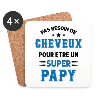 Pas Besoin De Cheveux Pour Être Un Super Papy - Dessous de verre (lot de 4) - blanc - Devant