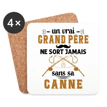 Un vrai Grand Père Pêcheur - Dessous de verre (lot de 4) - blanc - Devant