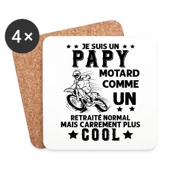 Je Suis Un Papy Motard Comme un Retraité Plus Cool - Dessous de verre (lot de 4) - blanc - Devant