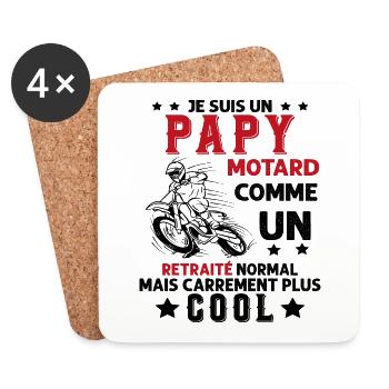 Je Suis Un Papy Motard Comme un Retraité Plus Cool - Dessous de verre (lot de 4) - blanc - Devant