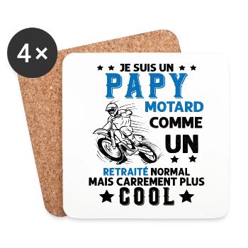 Je Suis Un Papy Motard Comme un Retraité Plus Cool - Dessous de verre (lot de 4) - blanc - Devant