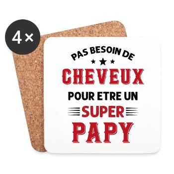 Pas Besoin De Cheveux Pour Être Un Super Papy - Dessous de verre (lot de 4) - blanc - Devant
