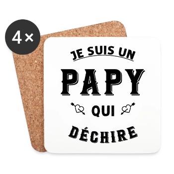 Je suis un papy qui déchire - Dessous de verre (lot de 4) - blanc - Devant
