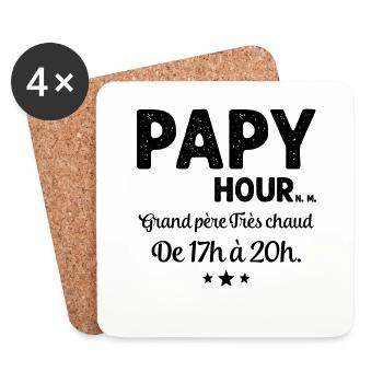 Papy Cadeau drôle de grand-père - Dessous de verre (lot de 4) - blanc - Devant