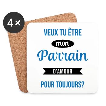 Veux Tu Être Mon Parrain d'amour pour toujours - Dessous de verre (lot de 4) - blanc - Devant