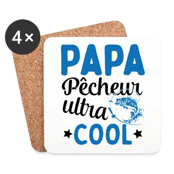 Cadeau Papa pêcheur cadeau fête des pères - Dessous de verre (lot de 4) - blanc - Devant