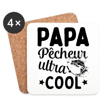 Cadeau Papa pêcheur cadeau fête des pères - Dessous de verre (lot de 4) - blanc - Devant