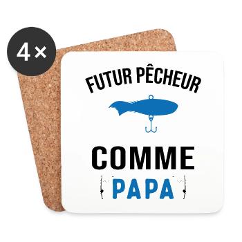 Futur pêcheur comme papa humour cadeau pêcheur - Dessous de verre (lot de 4) - blanc - Devant