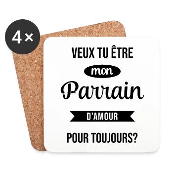 Veux Tu Être Mon Parrain d'amour pour toujours - Dessous de verre (lot de 4) - blanc - Devant