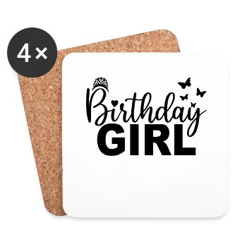 Birthday Girl Cool Birthday Party For Kids Girls - Coasters (set of 4) - white - Front