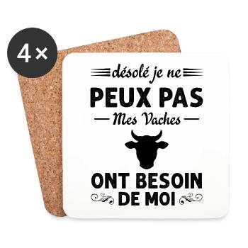 Mes Vaches Cadeau drôle pour l'agriculteur - Dessous de verre (lot de 4) - blanc - Devant