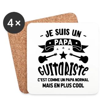 Papa Guitariste Idée Originale Fêtes des Pères - Dessous de verre (lot de 4) - blanc - Devant