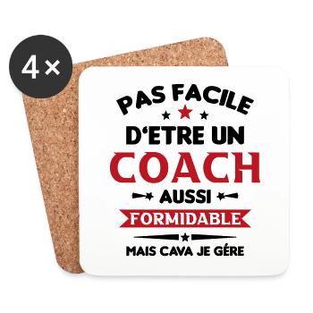 Coach Formidable Idée Cadeau Entraîneur Drôle - Dessous de verre (lot de 4) - blanc - Devant