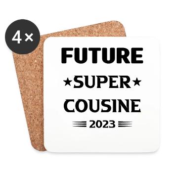 Annonce Grossesse 2023 Future Super Cousine Cadeau - Dessous de verre (lot de 4) - blanc - Devant