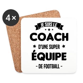 Je suis le coach d'une super équipe de football - Dessous de verre (lot de 4) - blanc - Devant