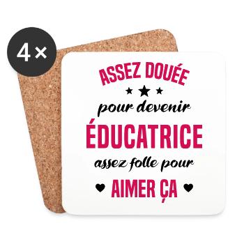 Assez douée pour devenir éducatrice assez folle - Dessous de verre (lot de 4) - blanc - Devant