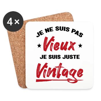 Je Ne suis Pas Vieux Je suis Juste Vintage - Dessous de verre (lot de 4) - blanc - Devant