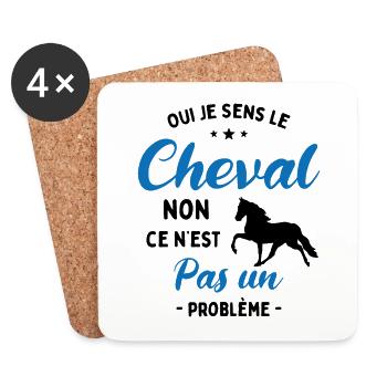 Oui Je Sens Le Cheval non ce n est pas un problème - Dessous de verre (lot de 4) - blanc - Devant
