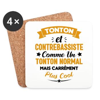 Tonton et Contrebassiste comme un tonton normal - Dessous de verre (lot de 4) - blanc - Devant