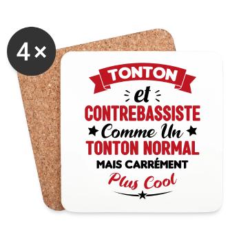Tonton et Contrebassiste comme un tonton normal - Dessous de verre (lot de 4) - blanc - Devant