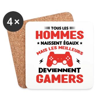 Tous Les Hommes Naissent Égaux - Meilleurs Gamers - Dessous de verre (lot de 4) - blanc - Devant