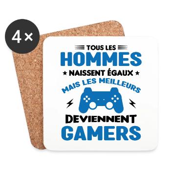 Tous Les Hommes Naissent Égaux - Meilleurs Gamers - Dessous de verre (lot de 4) - blanc - Devant