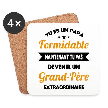 Futur grand-père cadeau annonce de grossesse - Dessous de verre (lot de 4) - blanc - Devant
