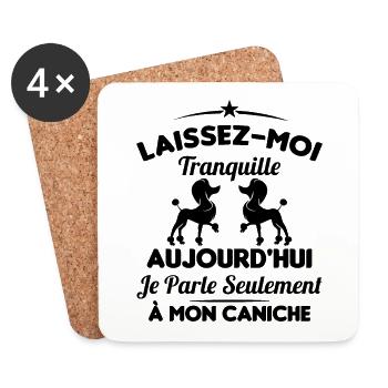 Je parle seulement à mon Caniche - Dessous de verre (lot de 4) - blanc - Devant