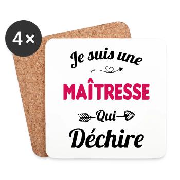 je suis une maîtresse qui déchire cadeau maîtresse - Dessous de verre (lot de 4) - blanc - Devant