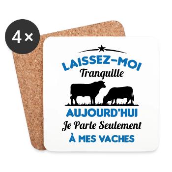 Je parle Seulement à Mes Vaches - Dessous de verre (lot de 4) - blanc - Devant