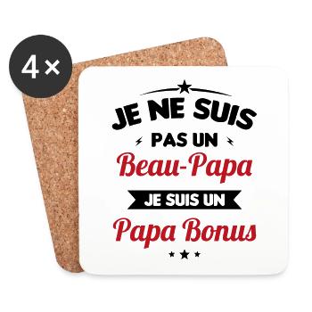 Je ne suis pas un beau-papa je suis un papa bonus - Dessous de verre (lot de 4) - blanc - Devant