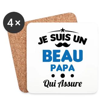 je suis un Beau-Papa qui assure humour - Dessous de verre (lot de 4) - blanc - Devant