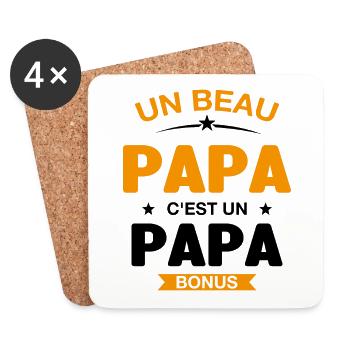 Un Beau Papa C'est un Papa Bonus - Dessous de verre (lot de 4) - blanc - Devant