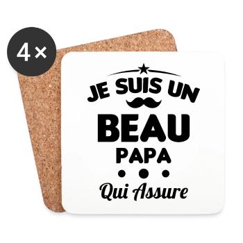 je suis un Beau-Papa qui assure humour - Dessous de verre (lot de 4) - blanc - Devant