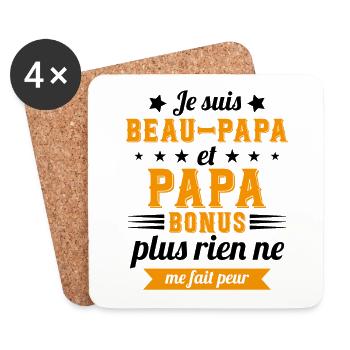 Humour idée cadeau pour un Beau Père - Dessous de verre (lot de 4) - blanc - Devant
