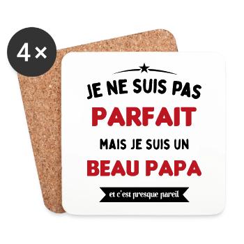 Pas parfaite mais je suis un beau père - Dessous de verre (lot de 4) - blanc - Devant