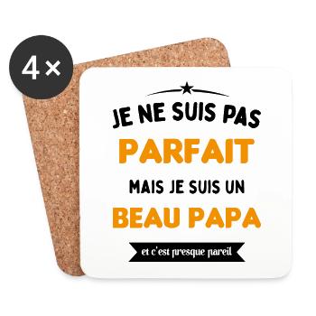 Pas parfaite mais je suis un beau père - Dessous de verre (lot de 4) - blanc - Devant