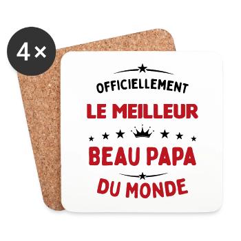 Officiellement Le Meilleur Beau-Papa Du Monde - Dessous de verre (lot de 4) - blanc - Devant