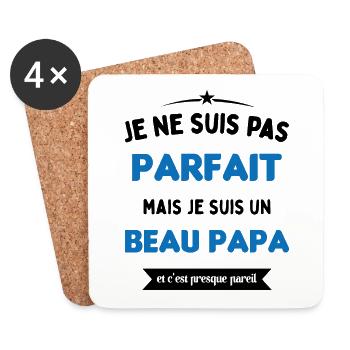 Pas parfaite mais je suis un beau père - Dessous de verre (lot de 4) - blanc - Devant
